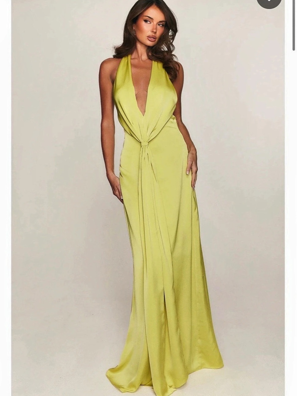 Delicate delight maxi dress chartreuse open back